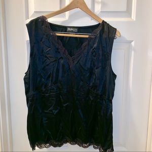 Style & co Black Silk  lace trim sleeveless top